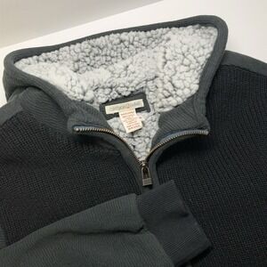 Carbon 2 Cobalt Mens Fleece Knit Jacket M Heavy Weight Hooded Full Zip Black